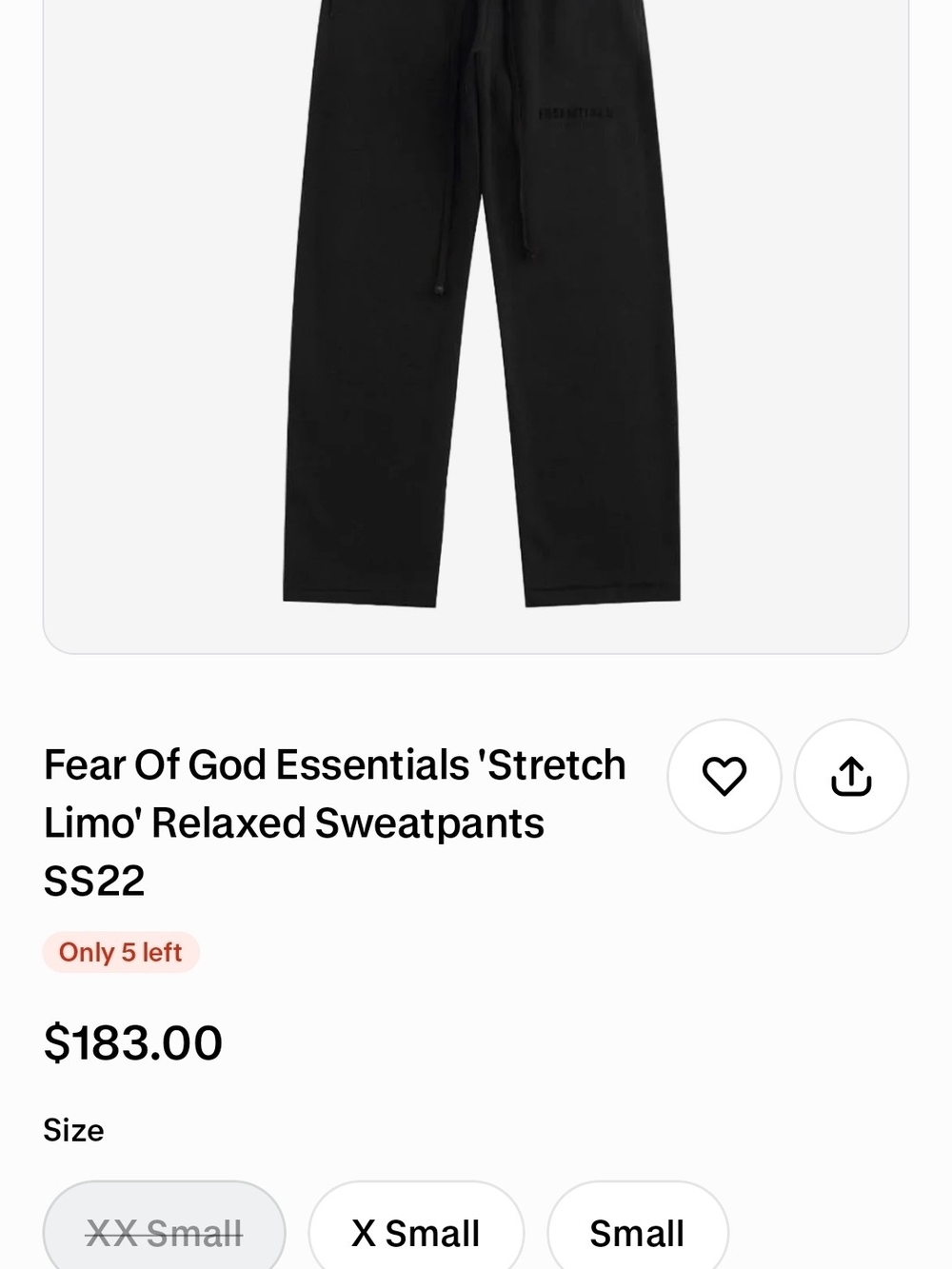 Fear of God Essentials Black Stretch Limo Relaxed Sweatpants